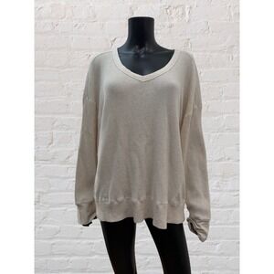 Offline By Aerie Waffle Knit Oversized V-Neck Thermal Top Cream XXL